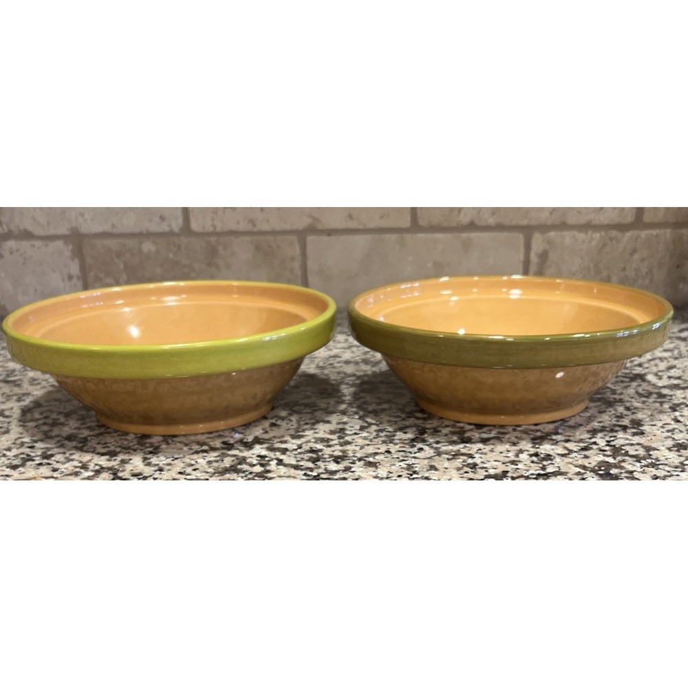 Set Of 2 Val Do Sol Made in Portugal Serving Bowls Golden Yellow Green
